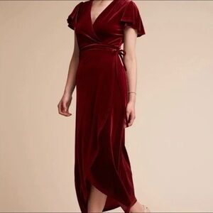 BHLDN red velvet wrap dress Medium